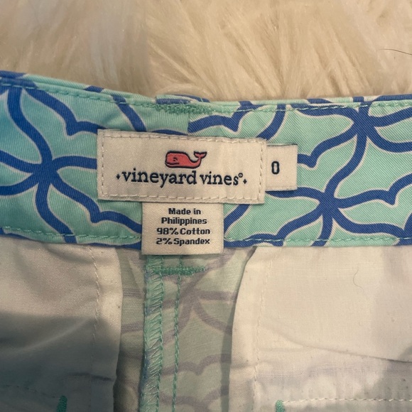 Vineyard Vines Patterned Blue and Green Women's Shorts - Picture 3 of 4